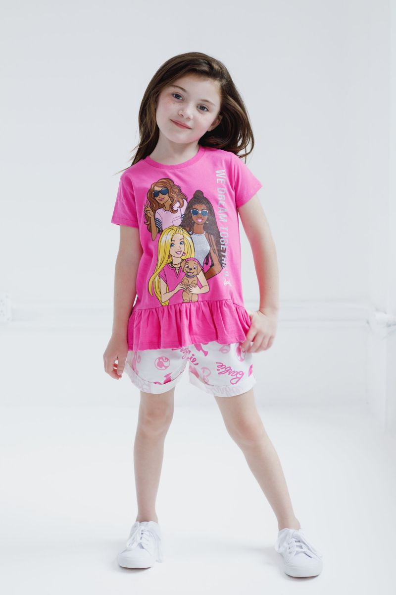 Girls Peplum T-Shirt and Shorts Outfit Set
