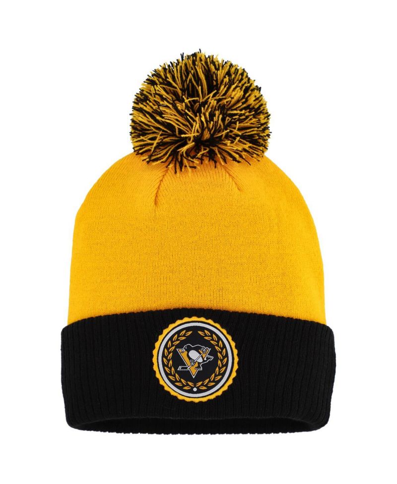 Women's Gold Pittsburgh Penguins Laurel Cuffed Knit Hat with Pom