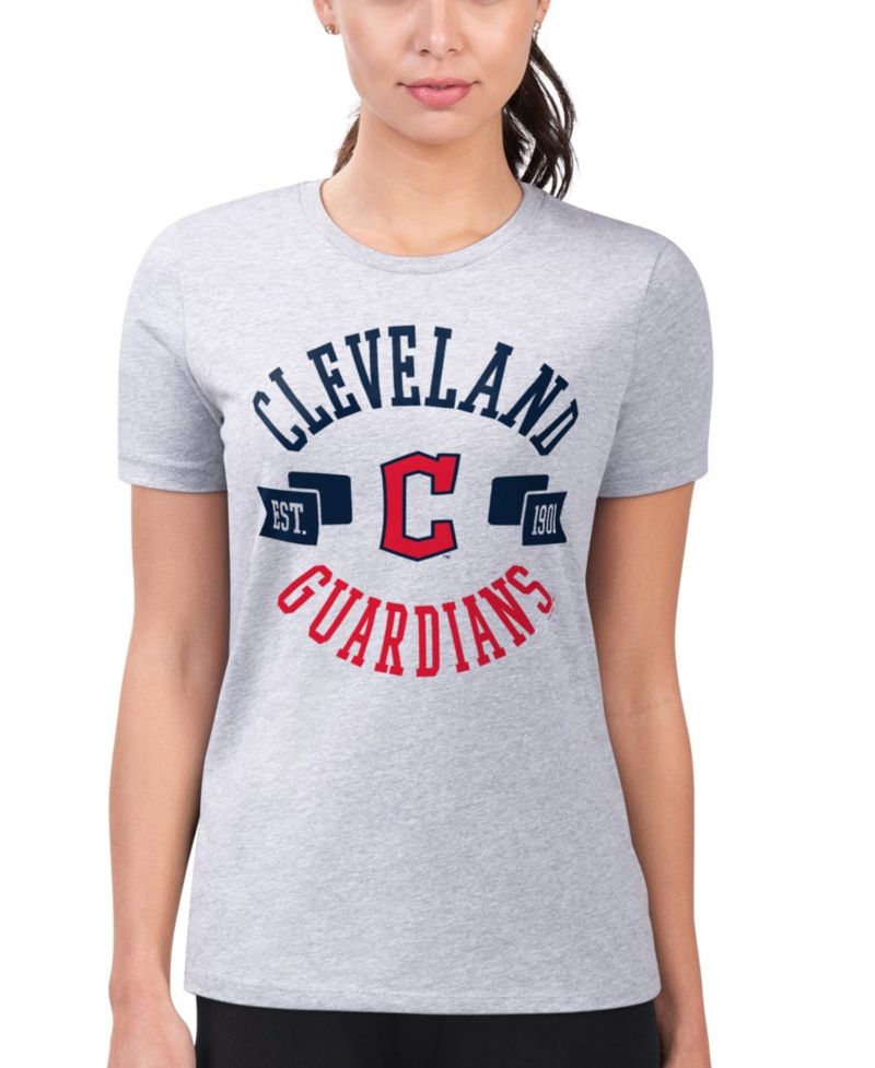 Women's Heather Gray Cleveland Guardians Super-Slim Fit Lightweight City Graphic T-Shirt
