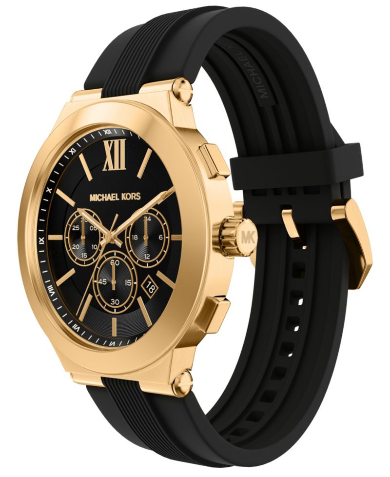 Men's Billie Chronograph Black Silicone Watch, 46mm