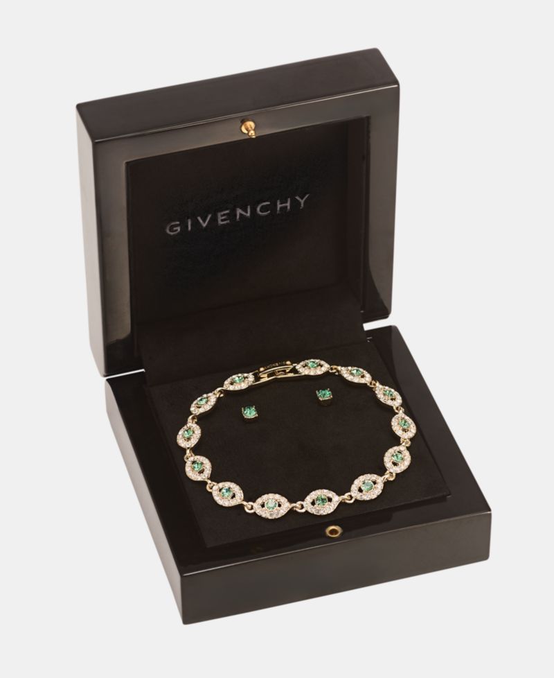 2-Pc. Set Stone & Crystal Link Bracelet & Crystal Stud Earrings