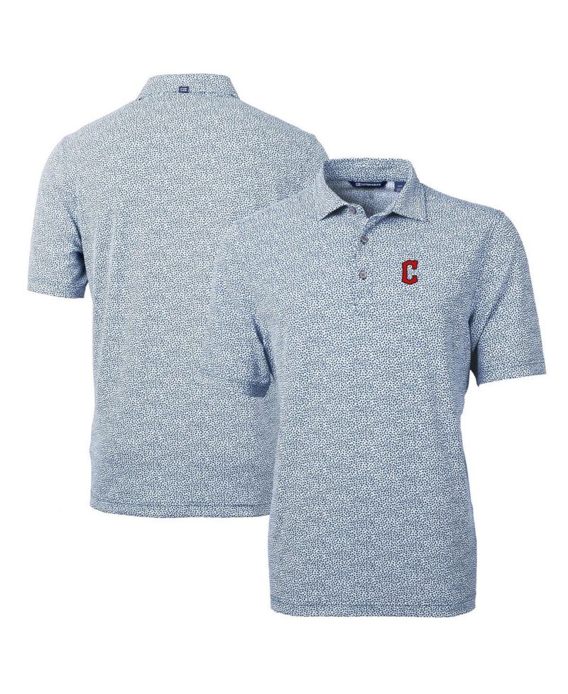 Men's Navy Cleveland Guardians Virtue Eco Pique Botanical Print Polo
