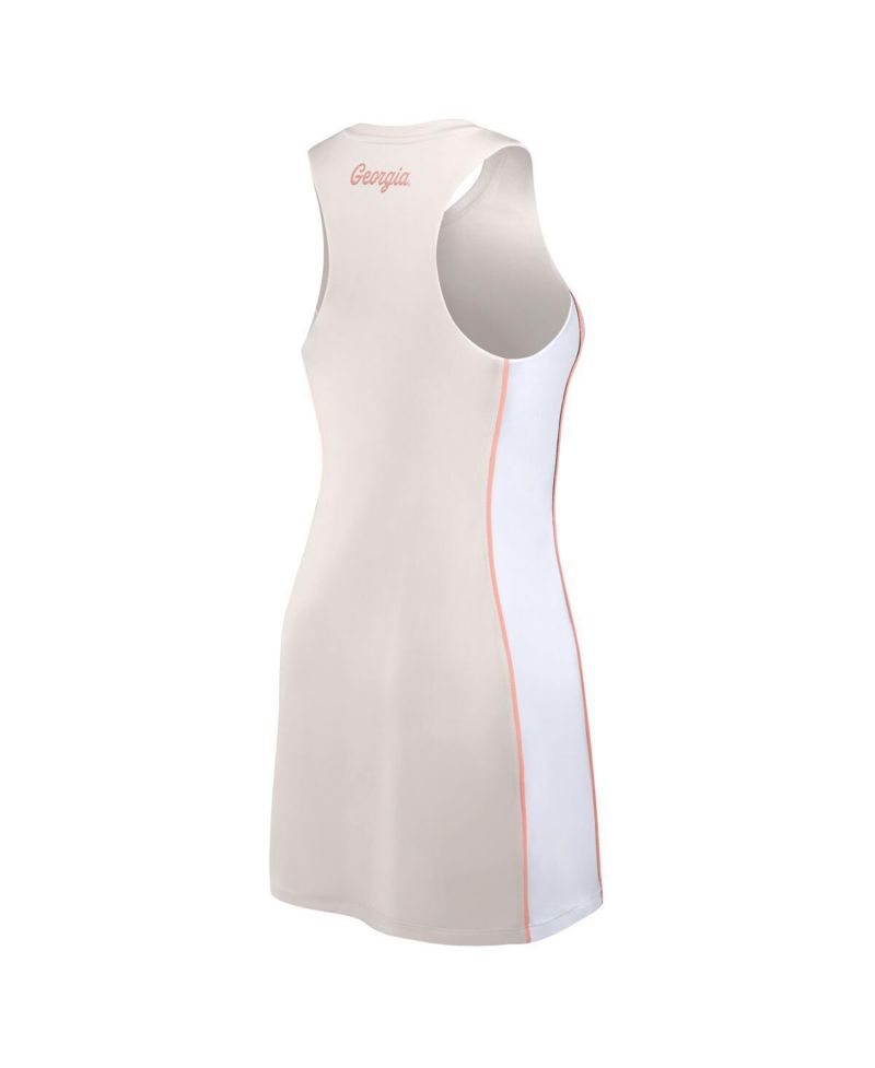 Women's White Georgia Bulldogs Studio Boost Athletic Half-Zip Dress