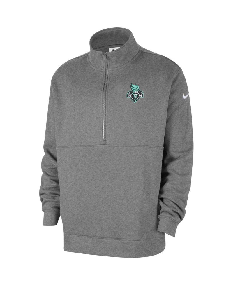Men's Heather Gray New York Liberty React Club Half-Zip Pullover Sweatshirt