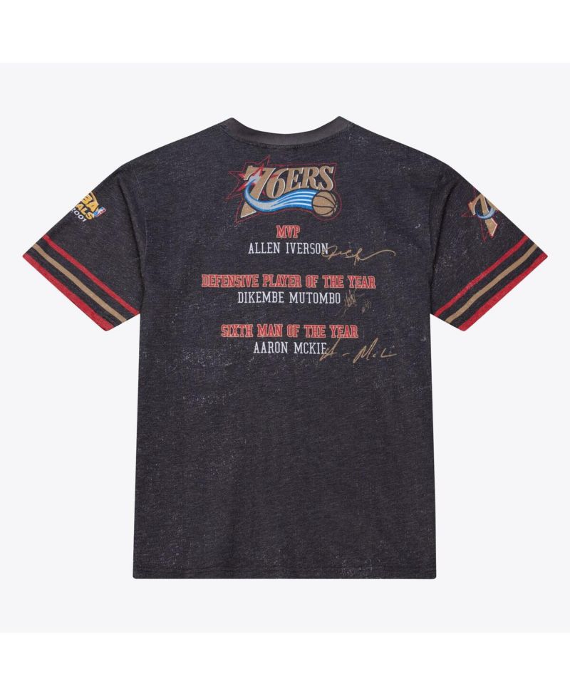 Men's Black Philadelphia 76ers Hardwood Classics Originals Collection 2000-2001 Team Roster T-Shirt
