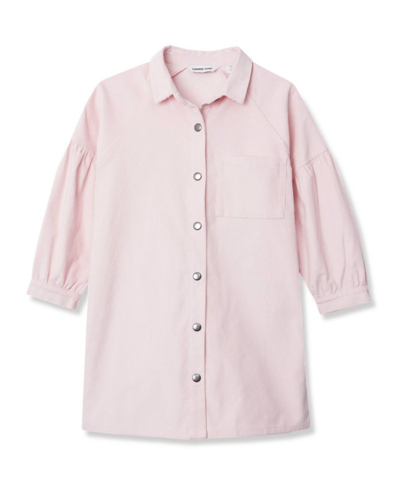 Girls 3/4 Sleeve Corduroy Shirt Dress