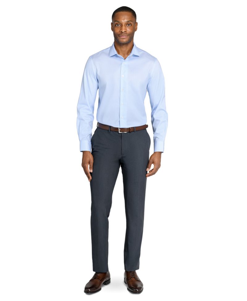 Men's Houndstooth Hybrid Slim Fit Easy Care Long Sleeve Shirt
