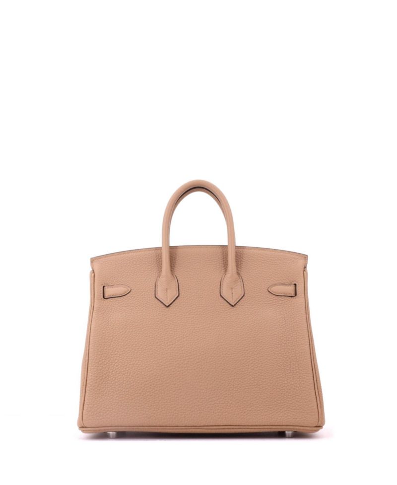 Pre-Owned Hermes Birkin 25 Handbag Brown Togo with Palladium Hardware