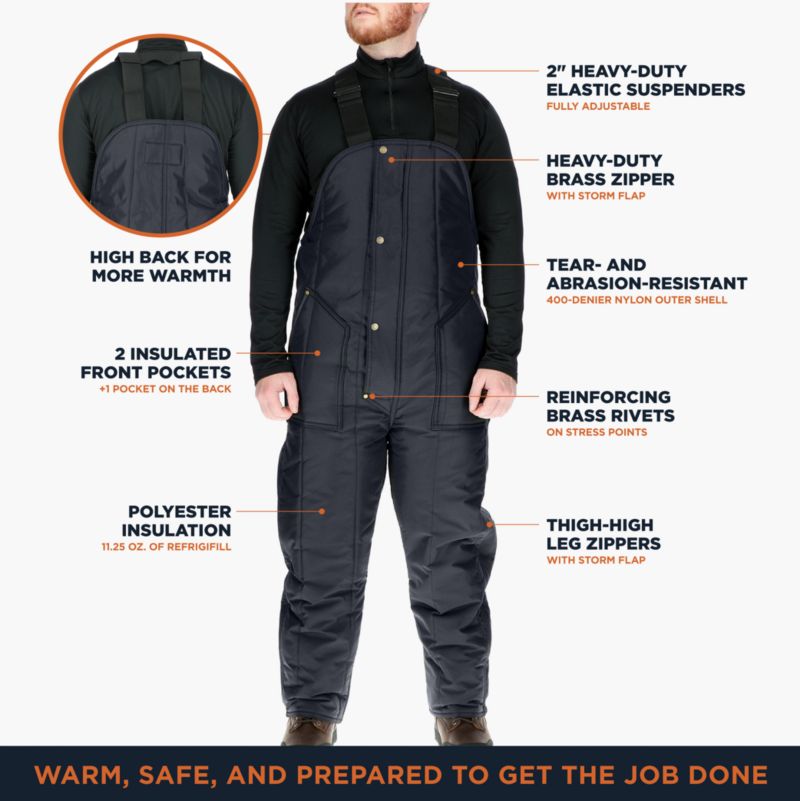 Men's Men s Iron-Tuff Insulated Bib Overalls -50degree(s)F Cold Protection, Durable Workwear