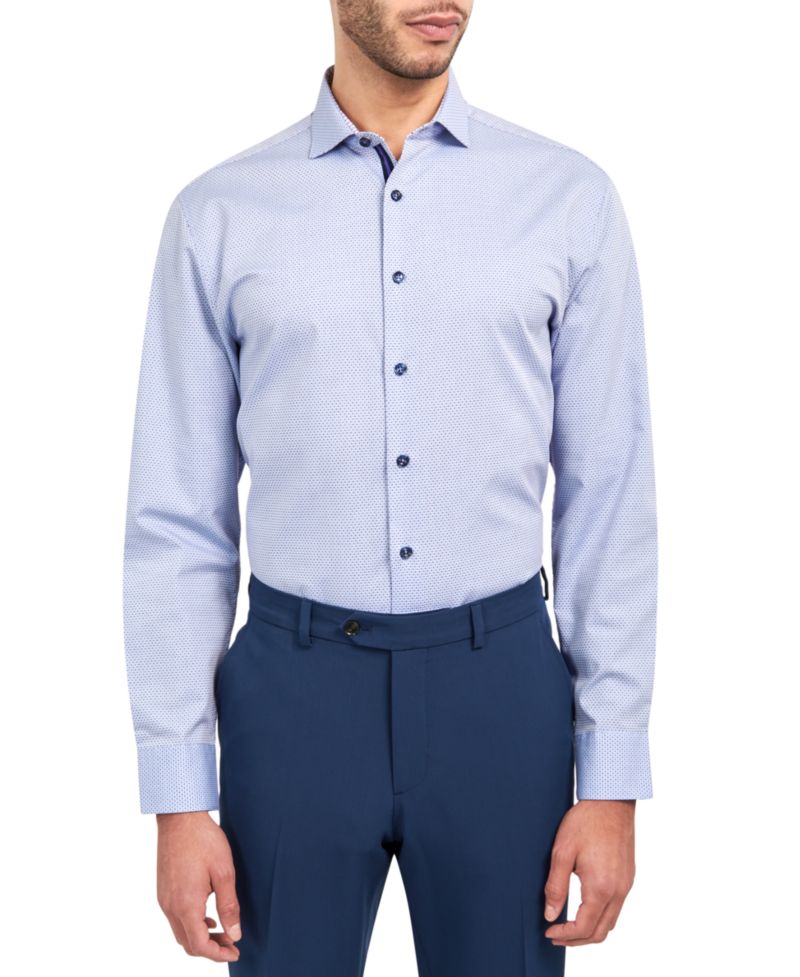 Men's Regular-Fit Dobby Dot-Print Dress Shirt