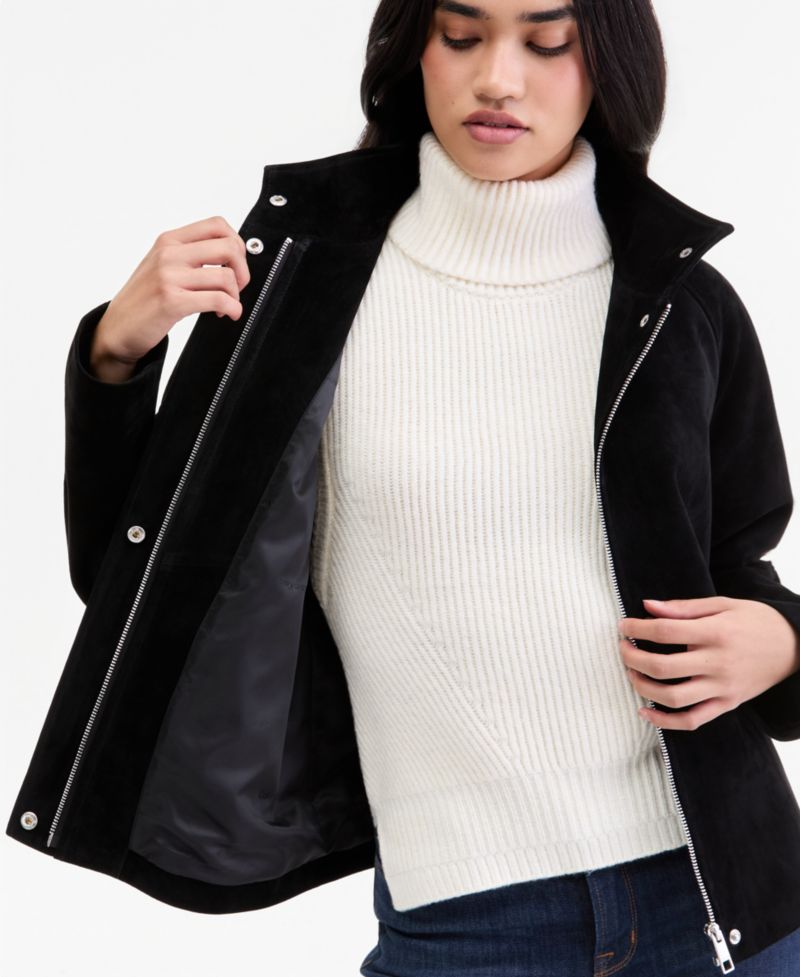 Women's Petite Suede Zip-Up Jacket, Created for Macy's