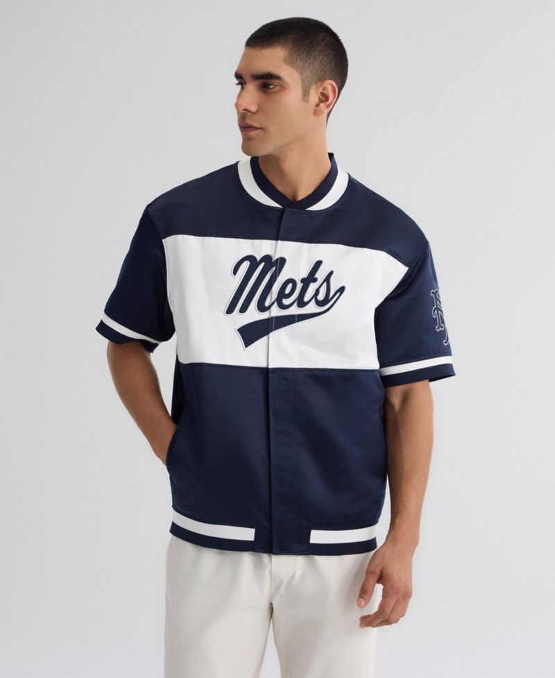 Men's New York Mets Iconic Satin Boxy-Cropped Jacket