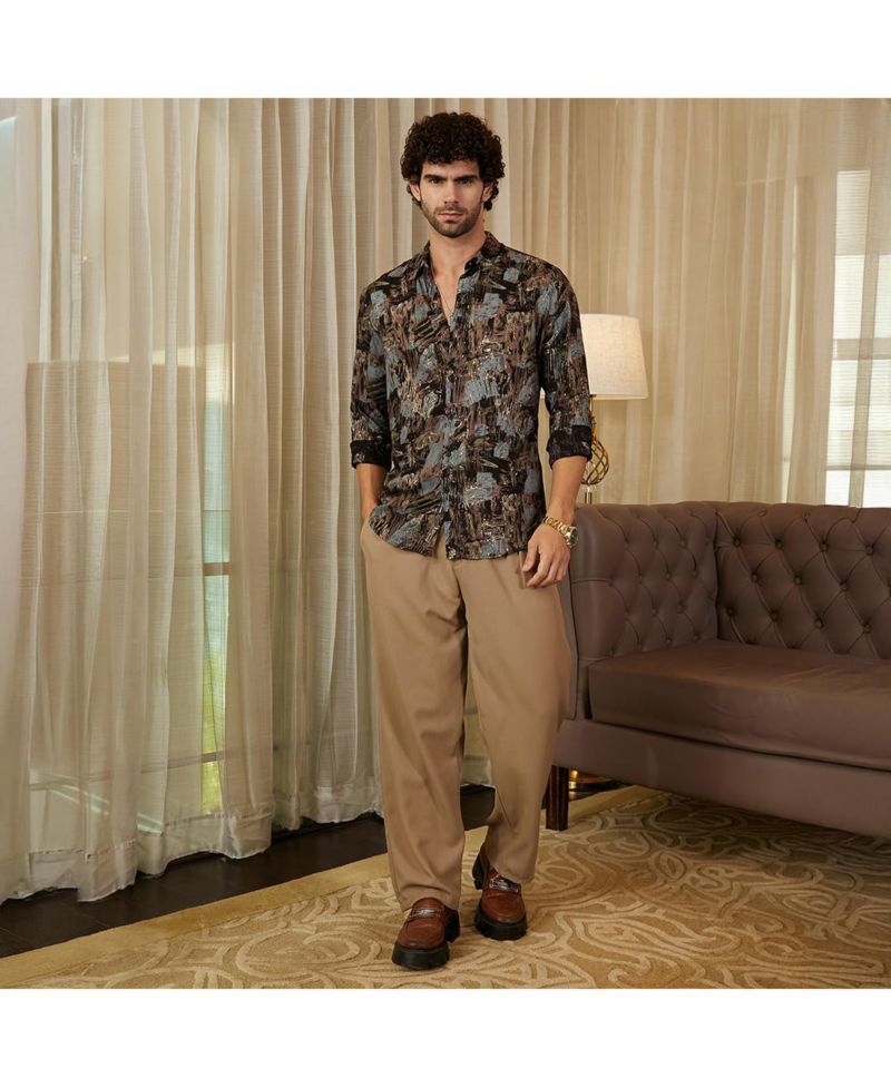 Men's Obsidian Black Impressionistic Strokes Shirt