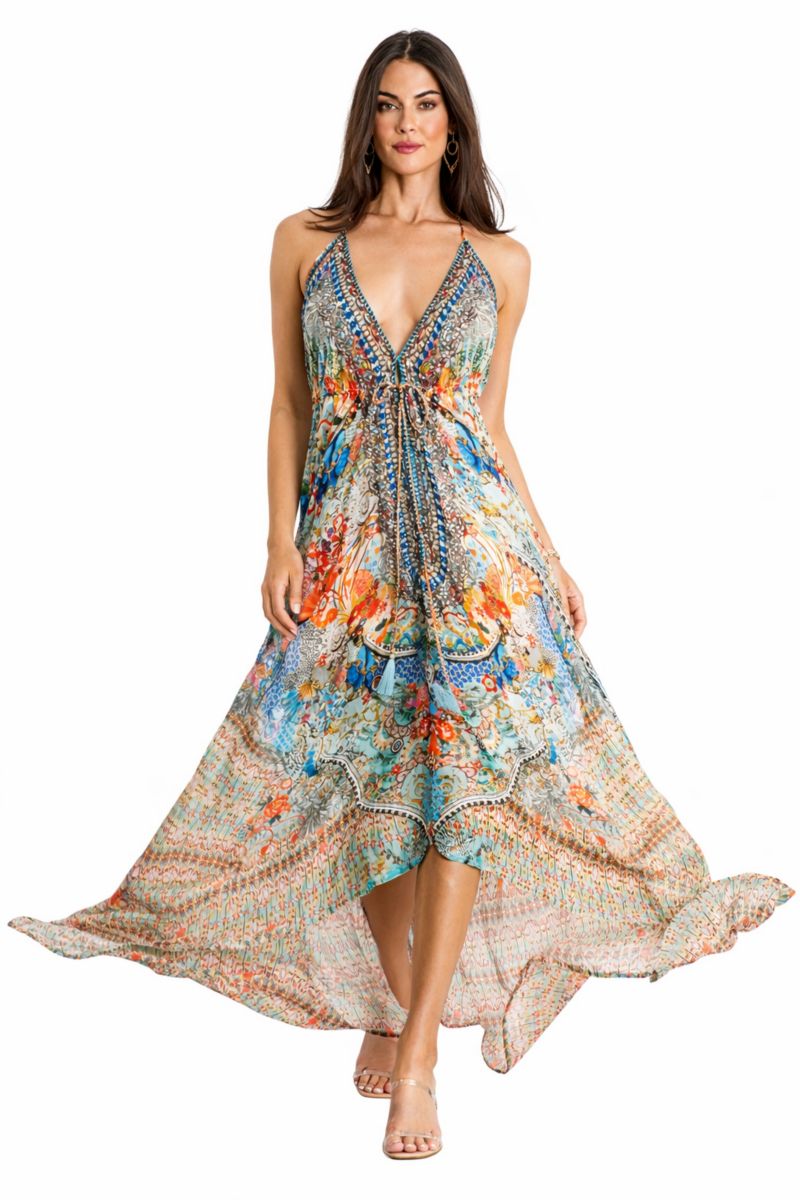 Women's Maxi Tribal Print Halterneck Dress