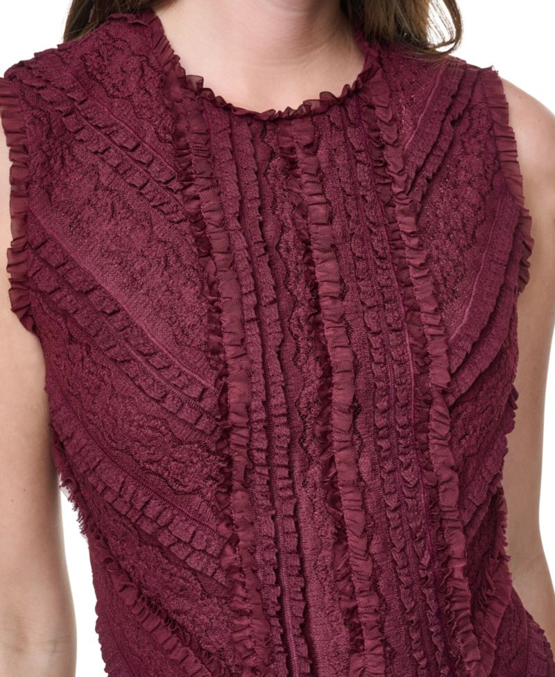 Women's Jewel Neck Ruffle Hem Fit-and-Flare Lace Dress