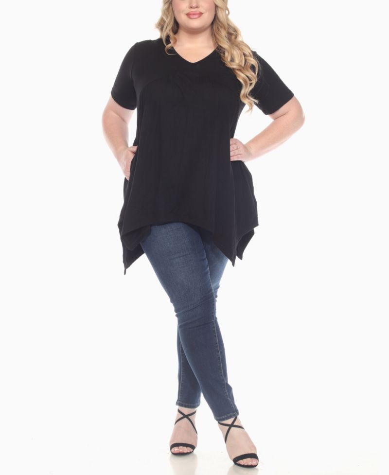 Plus Size Short Sleeve Shirred Front Knit Top