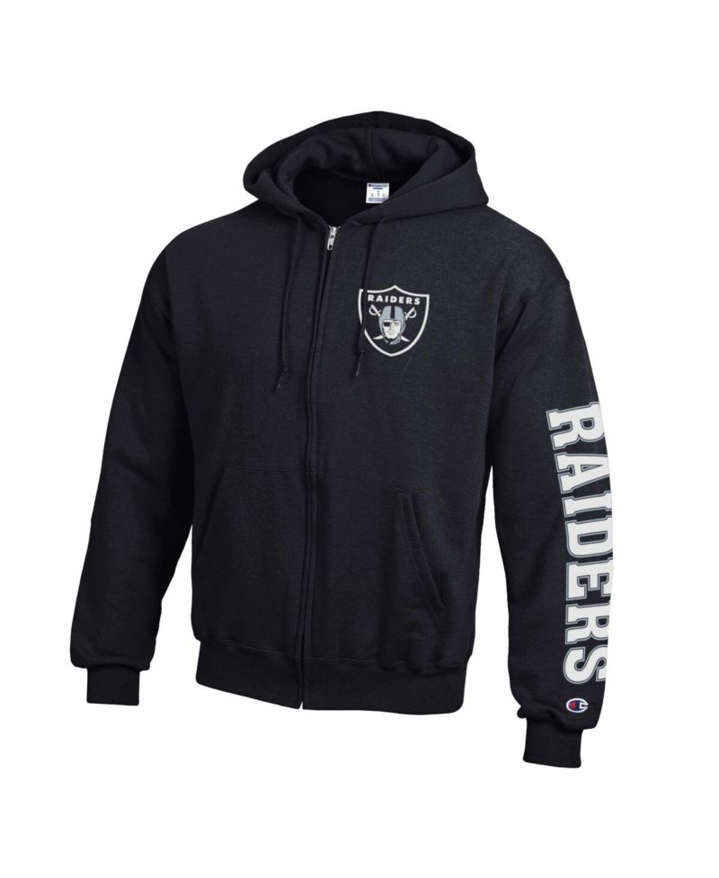 Men's Black Las Vegas Raiders Powerblend Fleece Full-Zip Hoodie