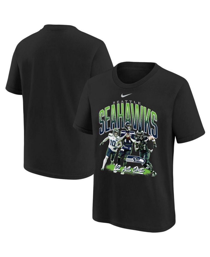 Big Boys and Girls Black Seattle Seahawks 12 As One T-Shirt