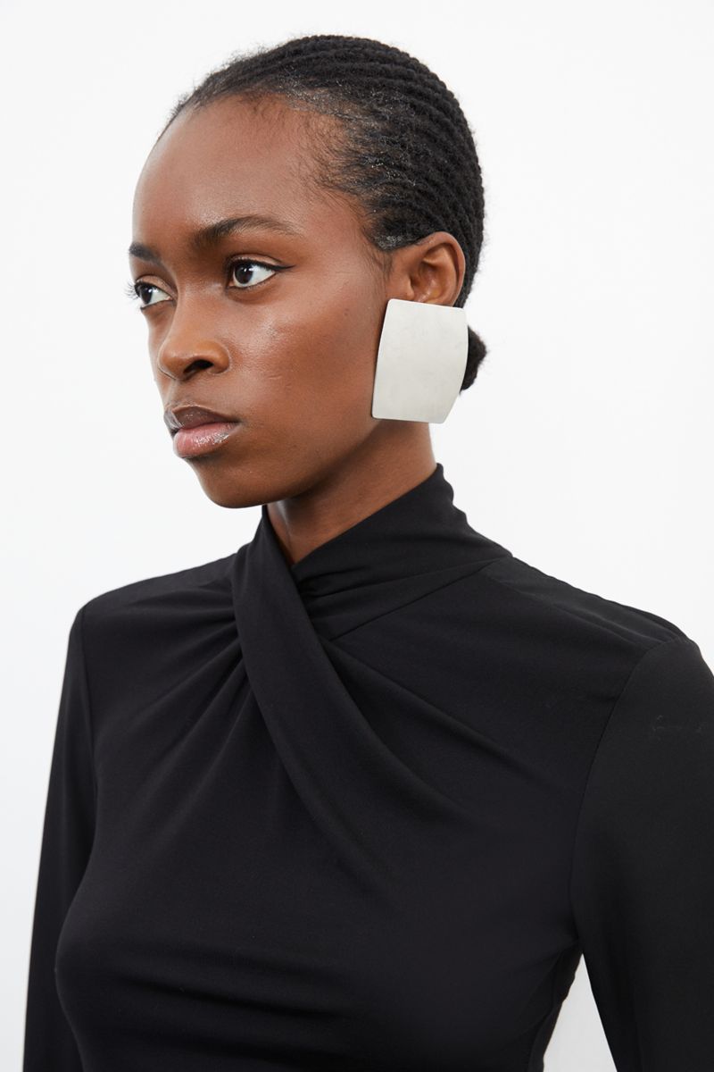 Jersey And Georgette Mix High Neck Top