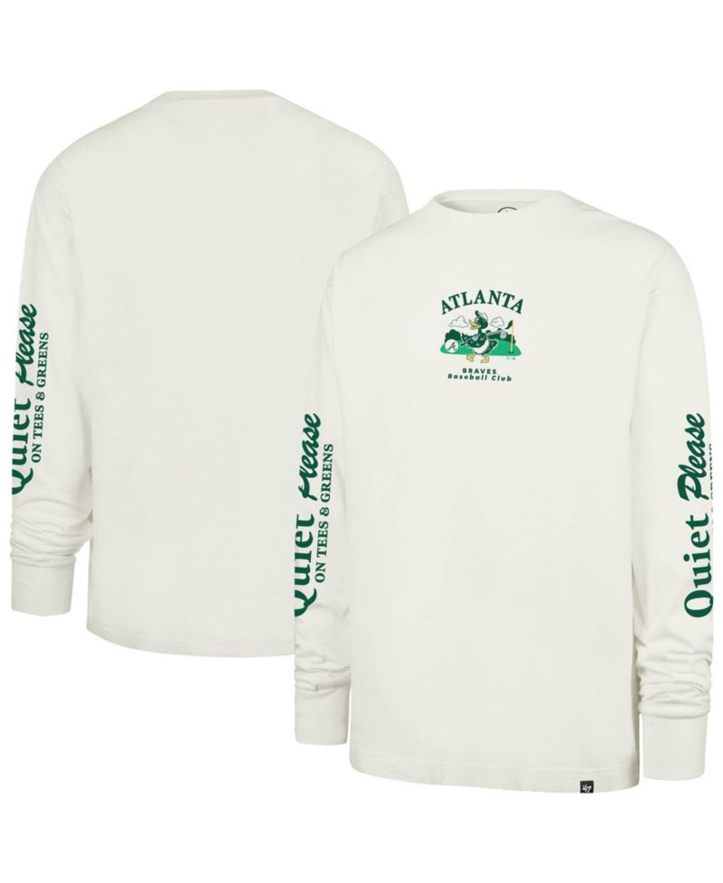 Men's Cream Atlanta Braves Quiet Please Foundation Long Sleeve T-Shirt