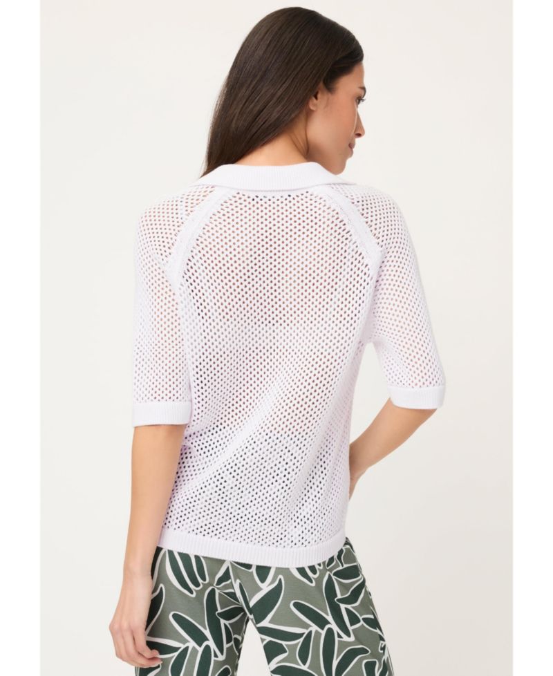 Women's Ajour Knit Polo Sweater