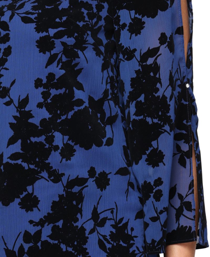 Women's Flocked Yoryu Split-Sleeve Blouse