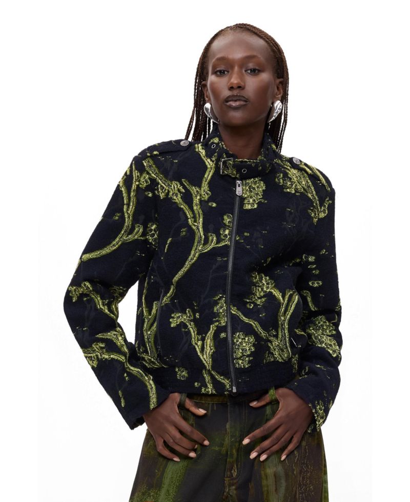 Women's Flocked Zip-Up Short Jacket