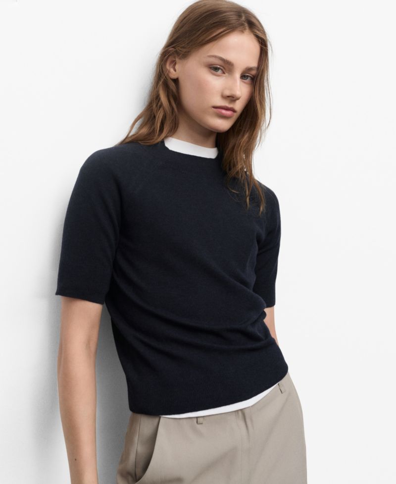 Women's Short-Sleeved Wool-Blend Sweater