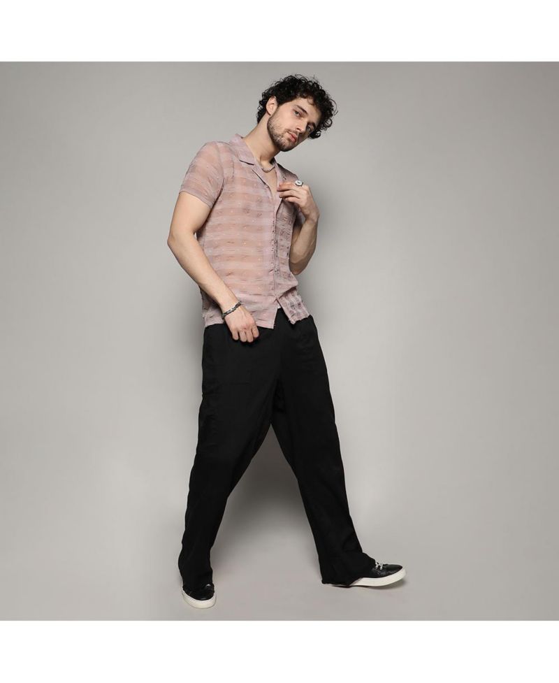 Men's Brown Self-Design Buffalo Check Shirt