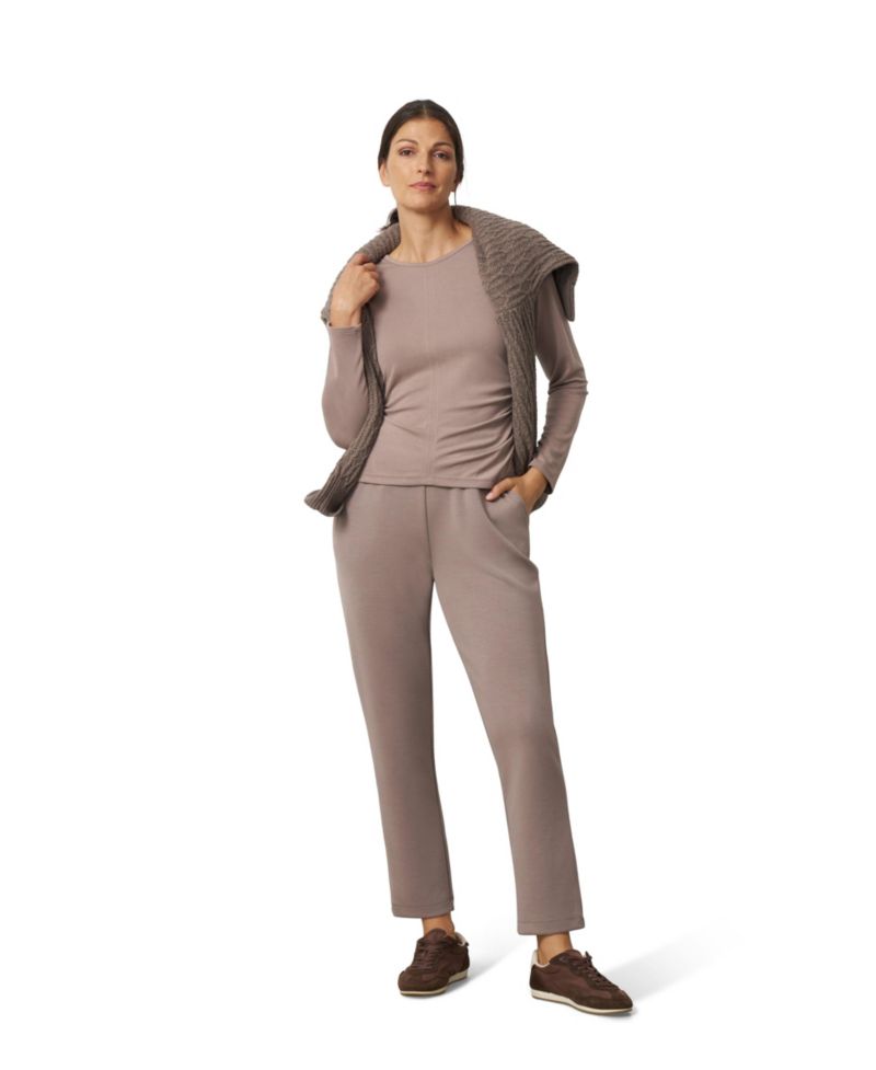 Women's Side Shirred Crew Neck Top