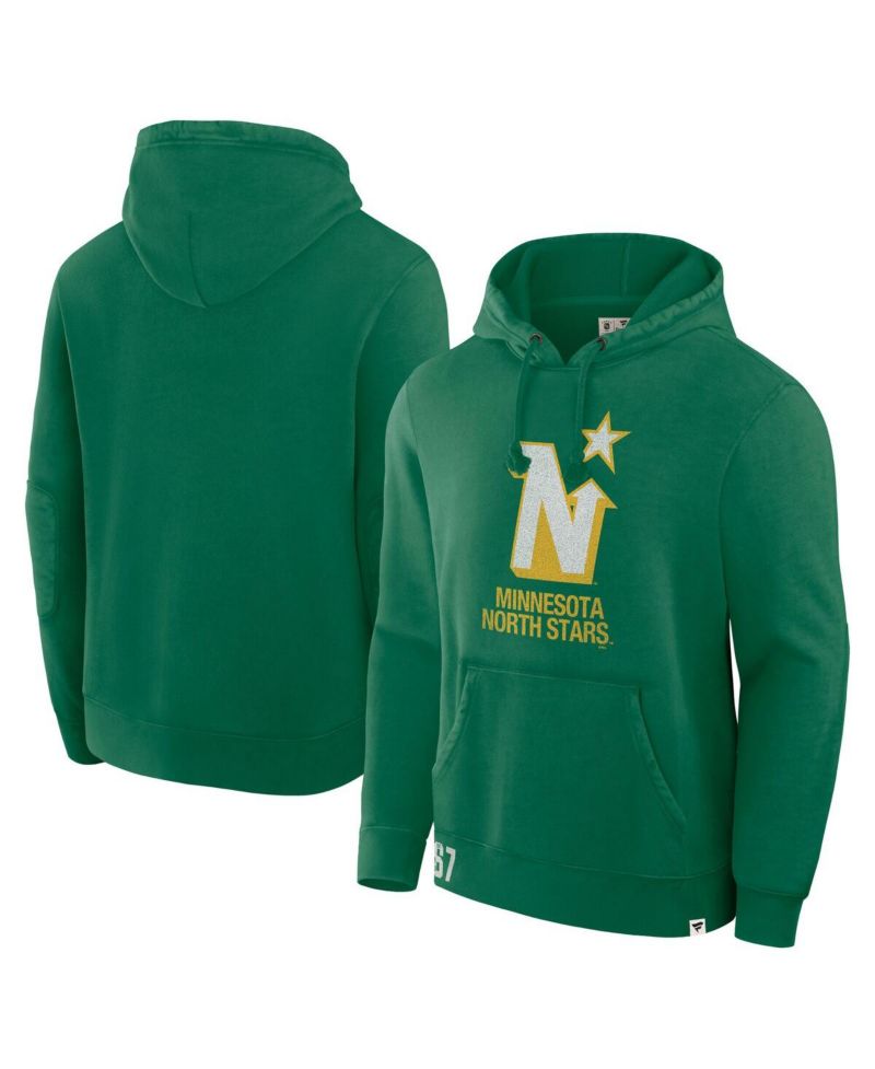 Men's Kelly Green Minnesota North Stars Decades Collection Tradition Fleece Pullover Hoodie