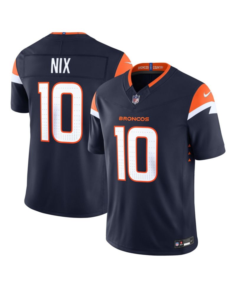 Men's Bo Nix Navy Denver Broncos Alternate Vapor F.U.S.E. Stitched Limited Jersey