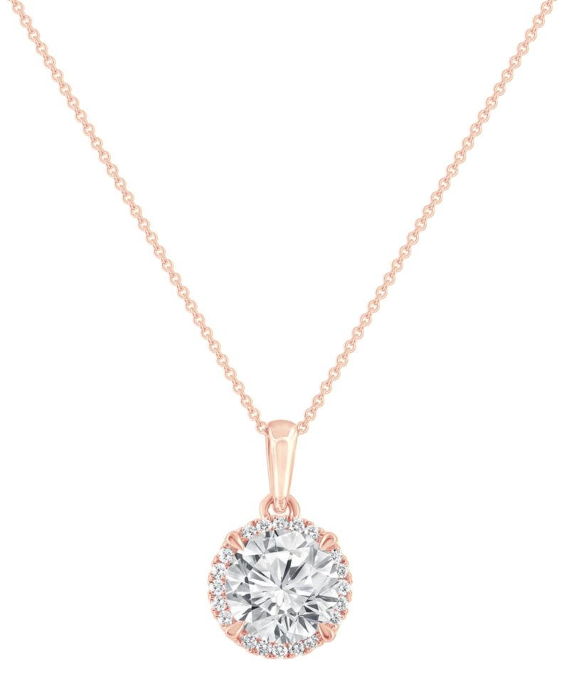 Badgley Mischka Certified Lab Grown Diamond Halo 18" Pendant Necklace (2 ct. t.w.) in 14k Gold