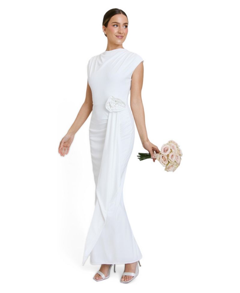Women's Cap Sleeve Corsage Stretch Dress