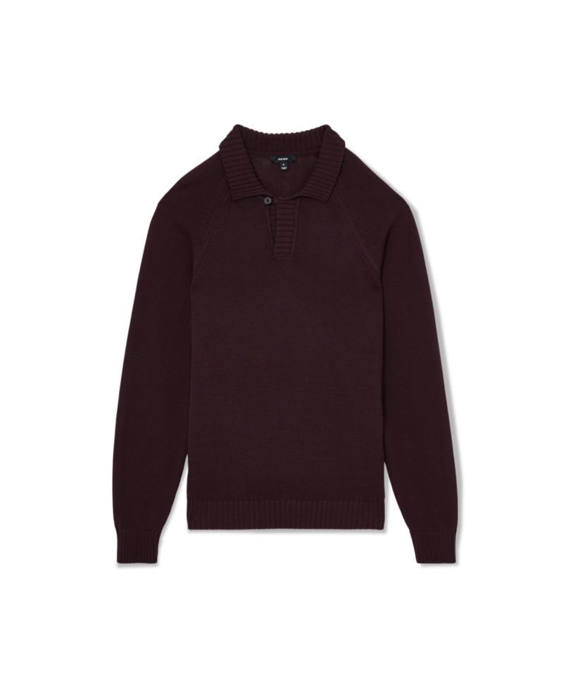 Men's Ashdown Raglan-Sleeve Open-Collar Cotton Polo Sweater