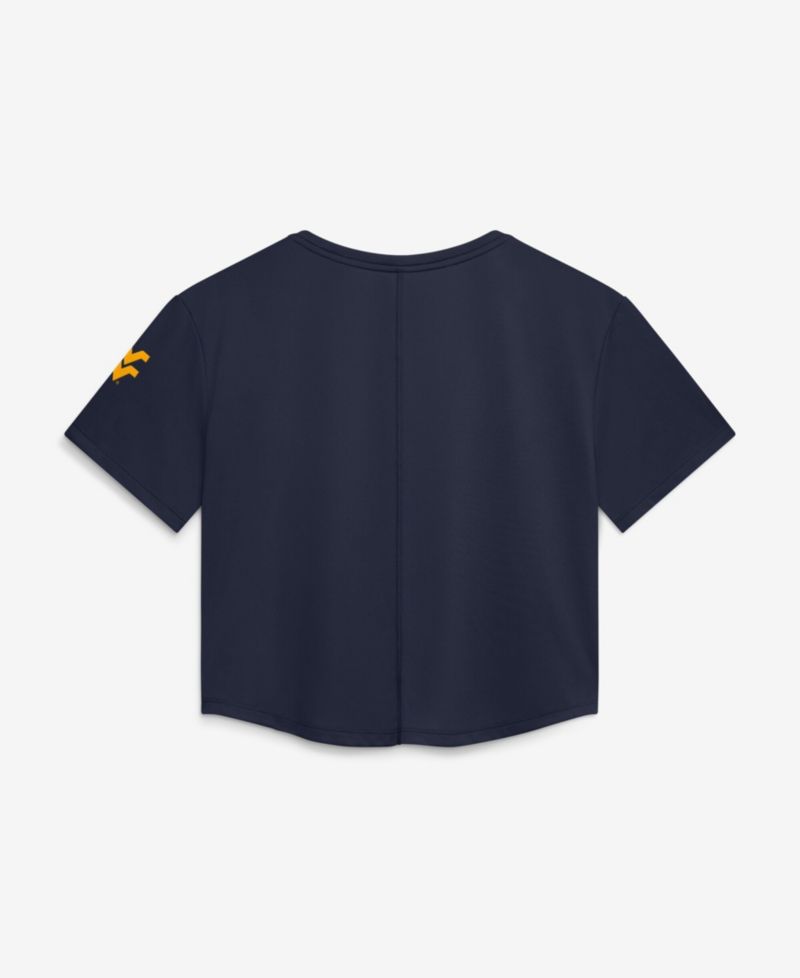 Women's Navy Michigan Wolverines Premium Performance Dri-FIT Cropped Top