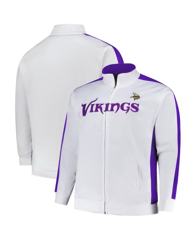 Men's White Minnesota Vikings Big & Tall Tricot Full-Zip Track Jacket