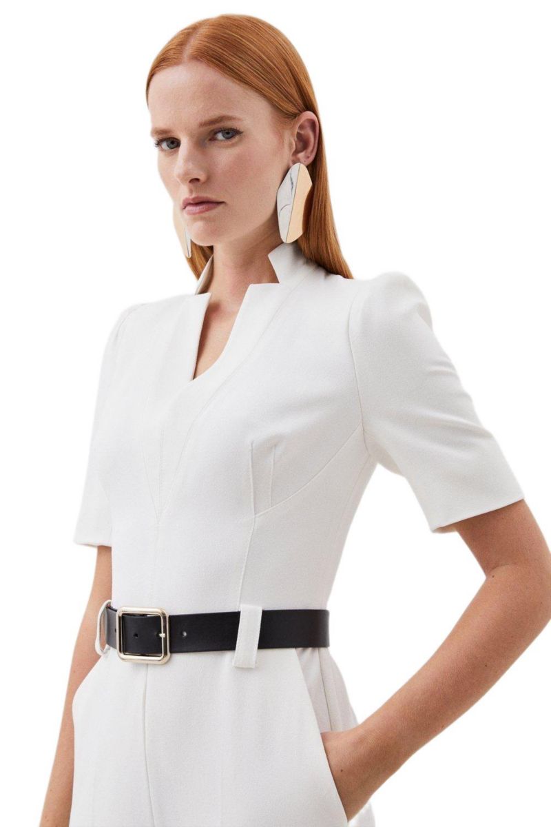 Women's Structured Crepe Forever Belted Jumpsuit