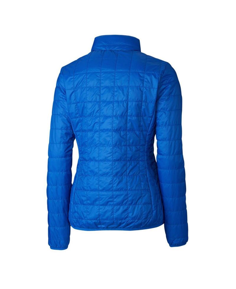 Women's Royal Denver Broncos Throwback Logo Rainier PrimaLoft Eco Full-Zip Puffer Jacket