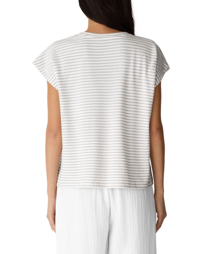 Eileen Fisher Women's Striped Crewneck Cotton T-Shirt