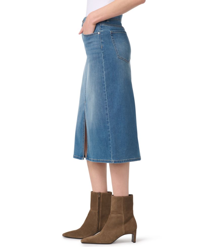 Women's High-Waisted Midi A-Line Denim Skirt