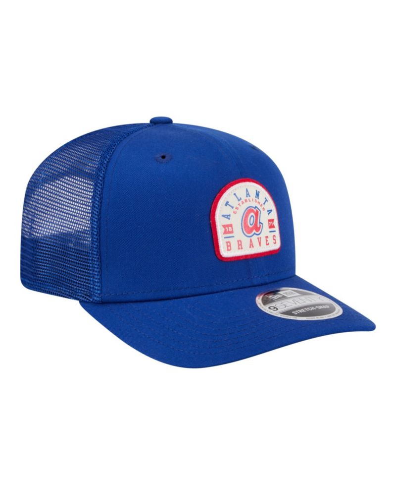 Men's Royal Atlanta Braves Throwback Contest 9SEVENTY Adjustable Trucker Hat