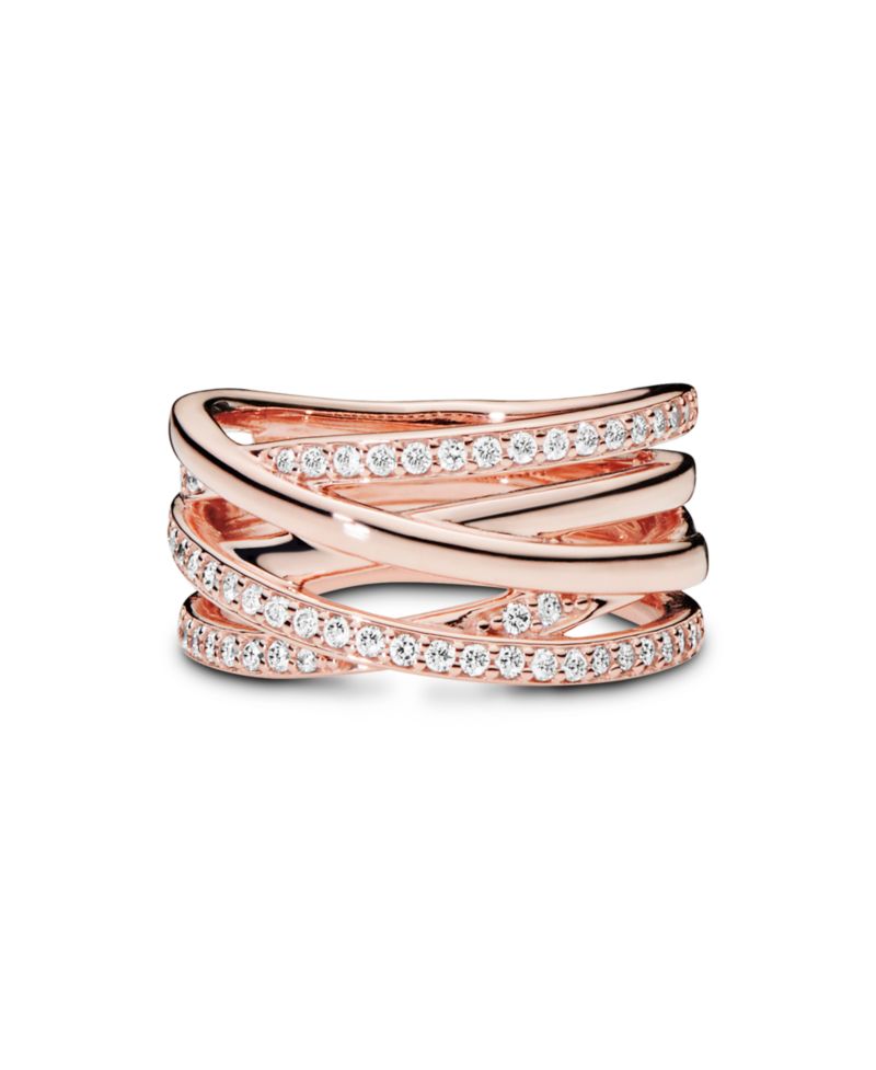 Cubic Zirconia Timeless Sparkling Polished Lines Ring
