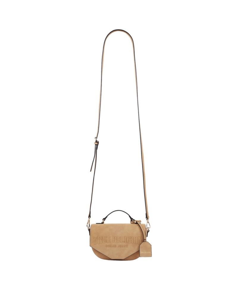 Trapunto Logo Suede Flap Crossbody