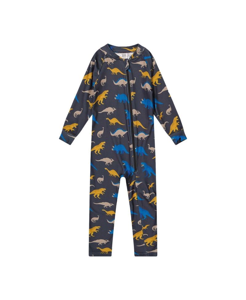 Little and Big Boy (6-14) One Piece Thermal Underwear Dinosaur Print