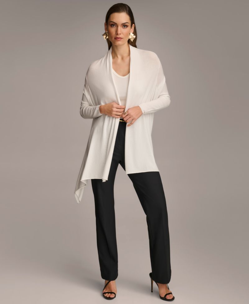 Women's Long-Sleeve Drape-Front Cardigan