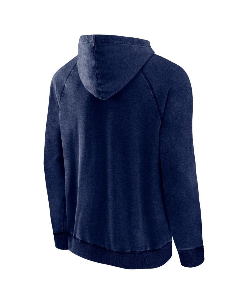 Men's Heather Navy Distressed Memphis Grizzlies Foul Trouble Snow Wash Raglan Pullover Hoodie