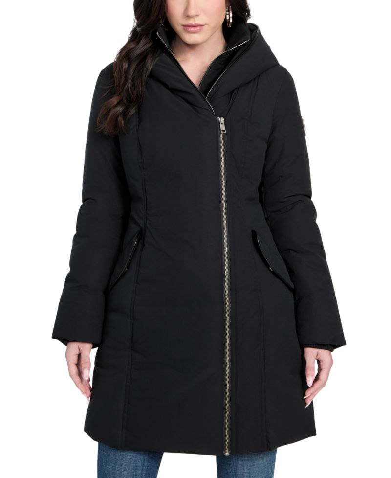 Women's Asymmetric Zip-Front Hooded Puffer Coat