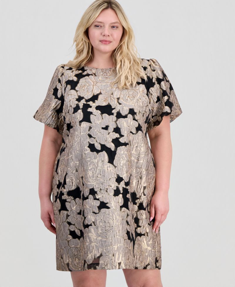 Plus Size Jacquard Sheath Dress