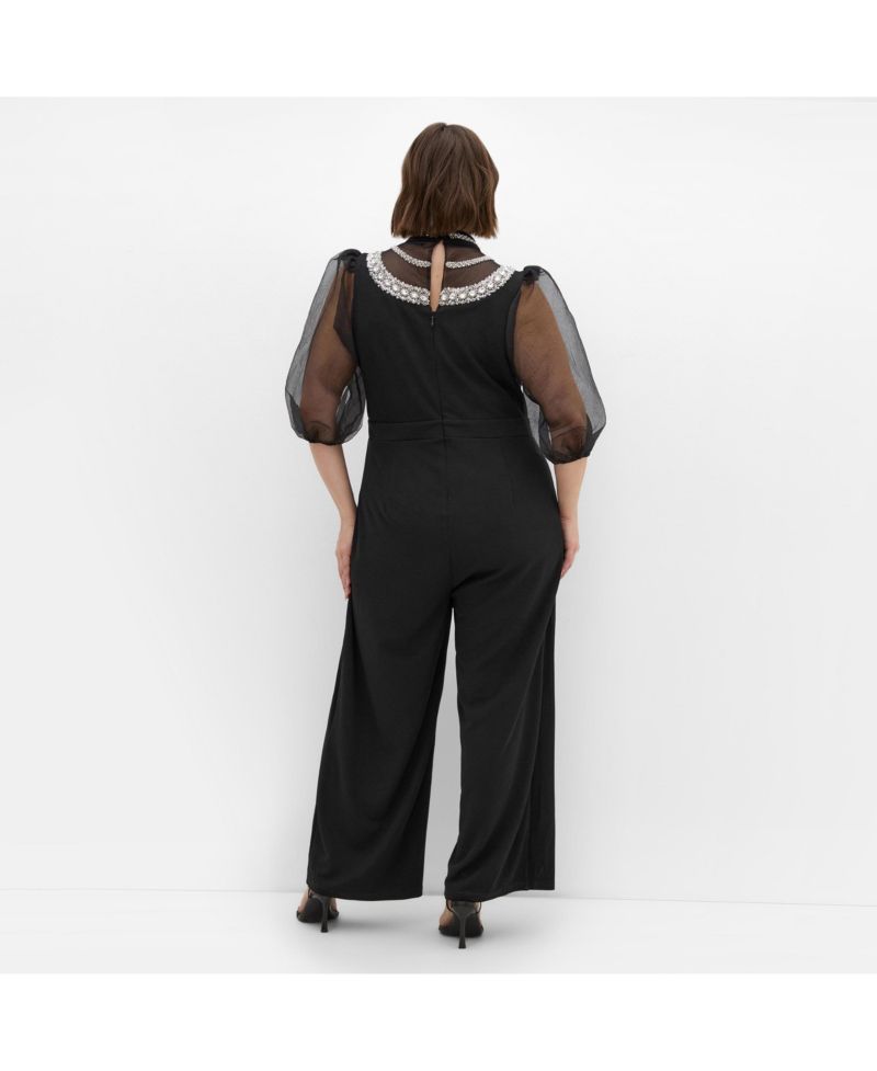 Plus Size Phoenix Sheer Sleeve Jumpsuit